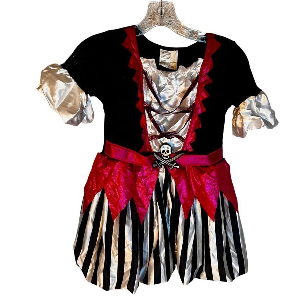 Fancy Pirate Costume Dress Pink White Black Child Size Large